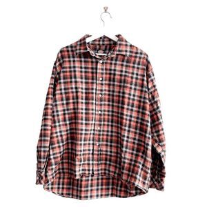 Dickies Men's Classic Cotton Plaid Pearl Snap Shirt Tan Black Orange Size XL